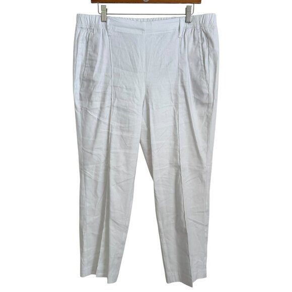 J Jill Stretch Linen Crop Pull On Pants White L Minimalist Breathable Capsule - Picture 1 of 5